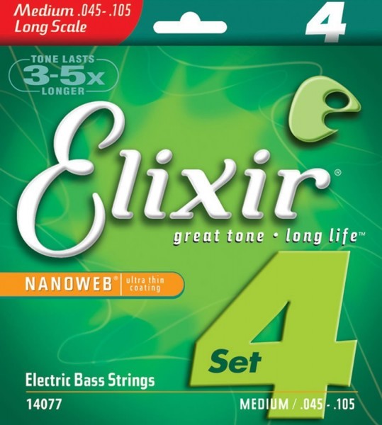 Elixir E-Bass Saiten Long Scale, 4 Saiten Medium 0.045- 0.105