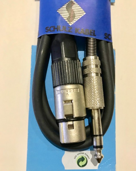 Schulz Kabel Instrumenten / Mikrofonkabel XLR female auf 6,3 mm Klinke stereo 1 m