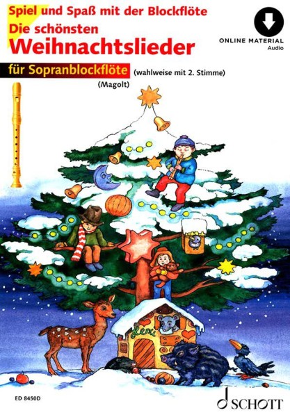 Die schönsten Weihnachtslieder für Sopranblockflöte mit online Audio Material