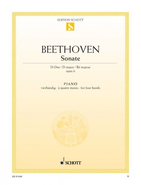 Beethoven Sonate D-Dur op. 6 Klavier zu 4 Händen
