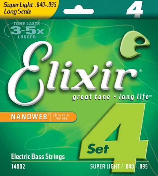 Elixir E-Bass Saiten Long Scale, 4 Saiten Super Light 0.040 - 0.095