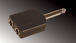 Adapter 2 x 6,35 mm Mono Klinkenbuchse/6,35 mm Mono Klinkenstecker