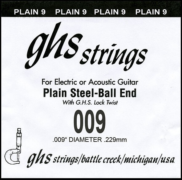 GHS Einzelsaite Plain 009 Boomer für Electric / Acoustic Gitarre
